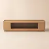 2000mm Natural Glass Door TV Stand with Storage and LED