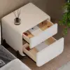 Curva Boucle 2-Drawer Bedside Table with Black Wood Legs and USB Port