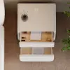 Curva Boucle 2-Drawer Bedside Table with Black Wood Legs and USB Port