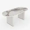 Modern 200 - 240 cm Extendable Oval Natural Matte Sintered Stone Dining Table, Seats 6-10