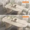 Modern 200 - 240 cm Extendable Oval Whitewash Matte Sintered Stone Dining Table, Seats 6-10
