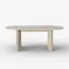 Modern 200 - 240 cm Extendable Oval Whitewash Matte Sintered Stone Dining Table, Seats 6-10
