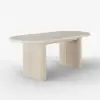 Modern 200 - 240 cm Extendable Oval Whitewash Matte Sintered Stone Dining Table, Seats 6-10