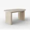 Modern 200 - 240 cm Extendable Oval Whitewash Matte Sintered Stone Dining Table, Seats 6-10