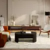 Modern 120 cm Black Oval Fluted Coffee Table with Lift-top
