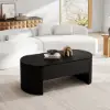 Modern 120 cm Black Oval Fluted Coffee Table with Lift-top