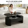 Modern 120 cm Black Oval Fluted Coffee Table with Lift-top
