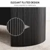 Modern 120 cm Black Oval Fluted Coffee Table with Lift-top