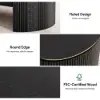 Modern 120 cm Black Oval Fluted Coffee Table with Lift-top