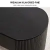 Modern 120 cm Black Oval Fluted Coffee Table with Lift-top