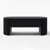 Modern 120 cm Black Oval Fluted Coffee Table with Lift-top