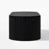 Modern 120 cm Black Oval Fluted Coffee Table with Lift-top