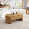 Modern 120 cm Natural Oval Fluted Coffee Table with Lift-top