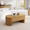 Modern 120 cm Natural Oval Fluted Coffee Table with Lift-top