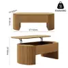 Modern 120 cm Natural Oval Fluted Coffee Table with Lift-top
