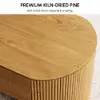 Modern 120 cm Natural Oval Fluted Coffee Table with Lift-top