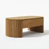 Modern 120 cm Natural Oval Fluted Coffee Table with Lift-top
