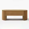 Modern 120 cm Natural Oval Fluted Coffee Table with Lift-top