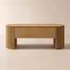 Modern 120 cm Natural Oval Fluted Coffee Table with Lift-top