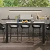 7-Piece Outdoor Sintered Stone & Aluminium Bar Dining Set with 6 Bar Stools in Dark Grey