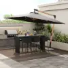 7-Piece Outdoor Sintered Stone & Aluminium Bar Dining Set with 6 Bar Stools in Dark Grey