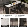 7-Piece Outdoor Sintered Stone & Aluminium Bar Dining Set with 6 Bar Stools in Dark Grey