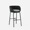 7-Piece Outdoor Sintered Stone & Aluminium Bar Dining Set with 6 Bar Stools in Dark Grey
