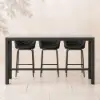 7-Piece Outdoor Sintered Stone & Aluminium Bar Dining Set with 6 Bar Stools in Dark Grey