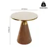 Sculra Modern 55 cm Walnut Pedestal End Table with Travertine Top