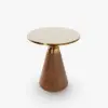 Sculra Modern 55 cm Walnut Pedestal End Table with Travertine Top