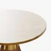 Sculra Modern 55 cm Walnut Pedestal End Table with Travertine Top