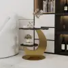 Modern 51 cm Black Round Sintered Stone End Table with 2 Tiers