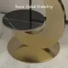 Modern 51 cm Black Round Sintered Stone End Table with 2 Tiers