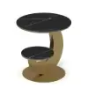 Modern 51 cm Black Round Sintered Stone End Table with 2 Tiers