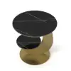 Modern 51 cm Black Round Sintered Stone End Table with 2 Tiers