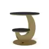 Modern 51 cm Black Round Sintered Stone End Table with 2 Tiers