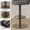Modern Grey & Black Velvet Adjustable Bar Stool with Swivel, 2 Pieces