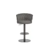 Modern Grey & Black Velvet Adjustable Bar Stool with Swivel, 2 Pieces