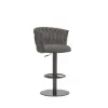 Modern Grey & Black Velvet Adjustable Bar Stool with Swivel, 2 Pieces