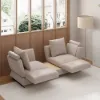 Modern 213 cm 3-Seater Linen Convertible Sleeper Sofa with Adjustable Backrest