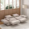 Modern 213 cm 3-Seater Linen Convertible Sleeper Sofa with Adjustable Backrest