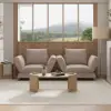 Modern 213 cm 3-Seater Linen Convertible Sleeper Sofa with Adjustable Backrest