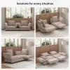 Modern 213 cm 3-Seater Linen Convertible Sleeper Sofa with Adjustable Backrest