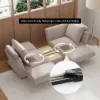 Modern 213 cm 3-Seater Linen Convertible Sleeper Sofa with Adjustable Backrest
