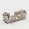 Modern 213 cm 3-Seater Linen Convertible Sleeper Sofa with Adjustable Backrest