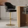 Modern Black Boucle Adjustable Swivel Counter Stool with Gold Base, 1 Piece