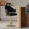 Modern Black Boucle Adjustable Swivel Counter Stool with Gold Base, 1 Piece