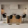 Modern Black Boucle Adjustable Swivel Counter Stool with Gold Base, 1 Piece