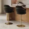 Modern Black Boucle Adjustable Swivel Counter Stool with Gold Base, 1 Piece