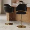 Modern Black Boucle Adjustable Swivel Counter Stool with Gold Base, 1 Piece